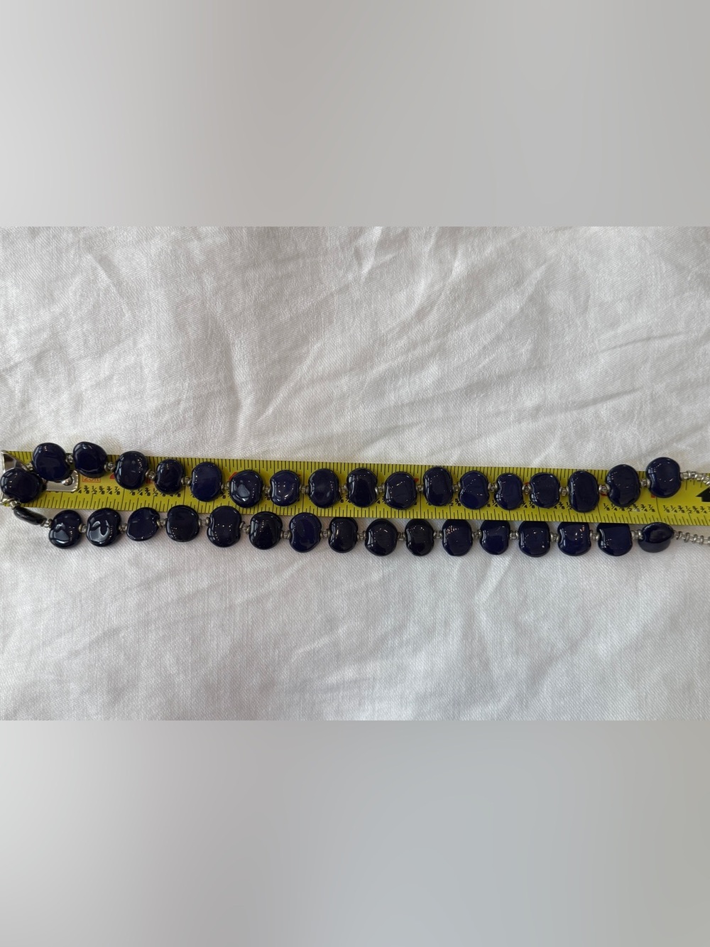 Blue stone bead necklace with barrel clasp looks like lapis lazuli - Picture 8 of 10